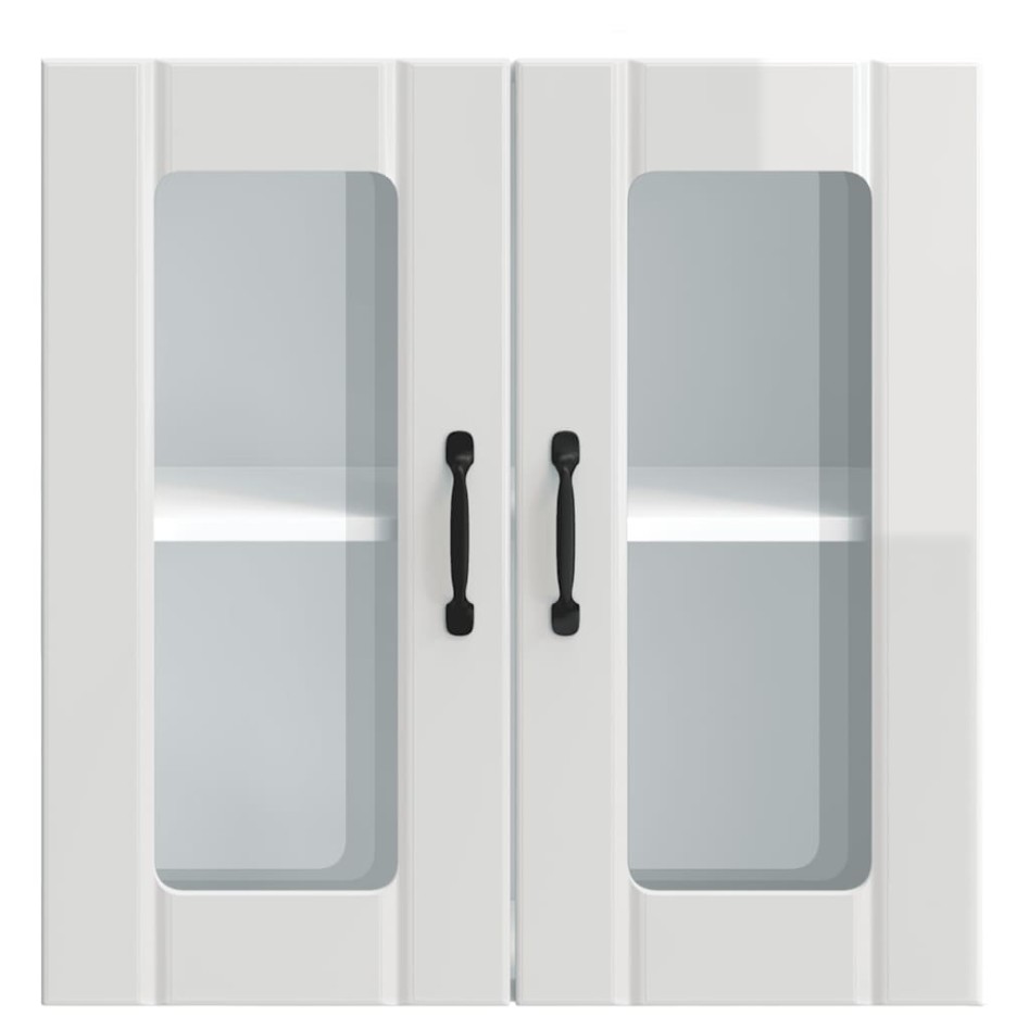 Armario pared cocina puerta cristal Lucca blanca alto