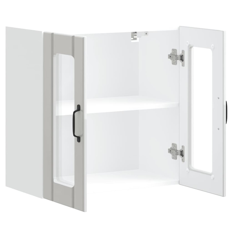 Armario pared cocina puerta cristal Lucca blanca alto