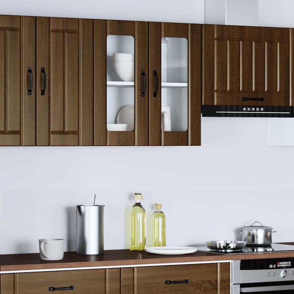 Armario pared cocina puerta de cristal Lucca roble