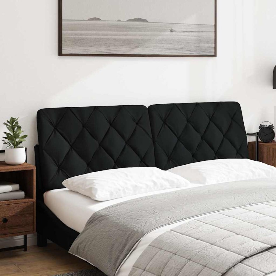 Cabecero de cama acolchado tela negro 160