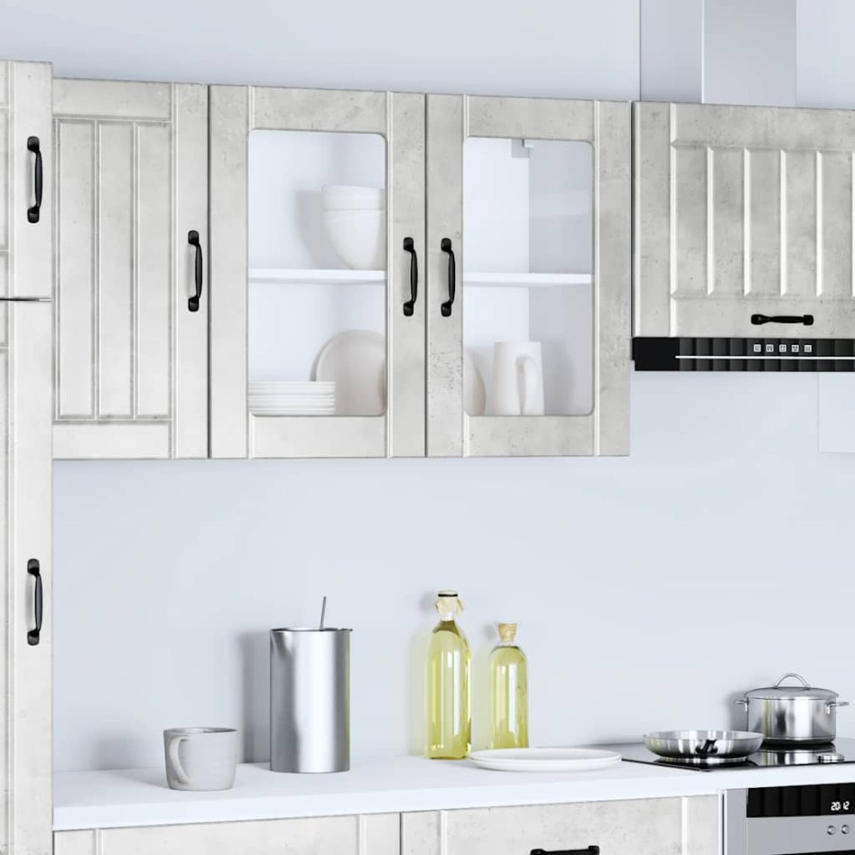 Armario pared cocina puerta de cristal Lucca gris
