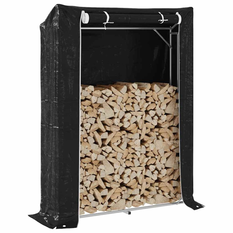 Leñero con protector de lluvia 150x40x200 cm acero