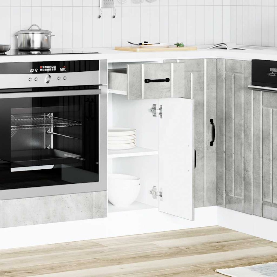 Mueble bajo de cocina Lucca madera contrachapada gris