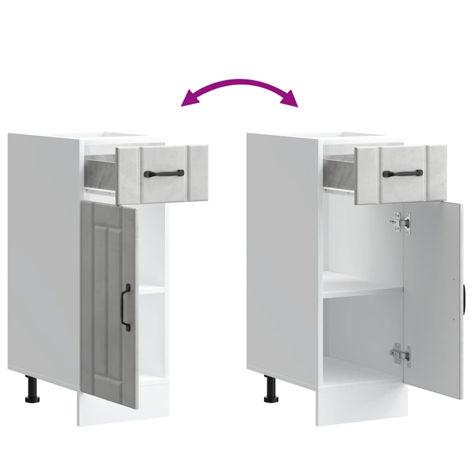 Mueble bajo de cocina Lucca madera contrachapada gris