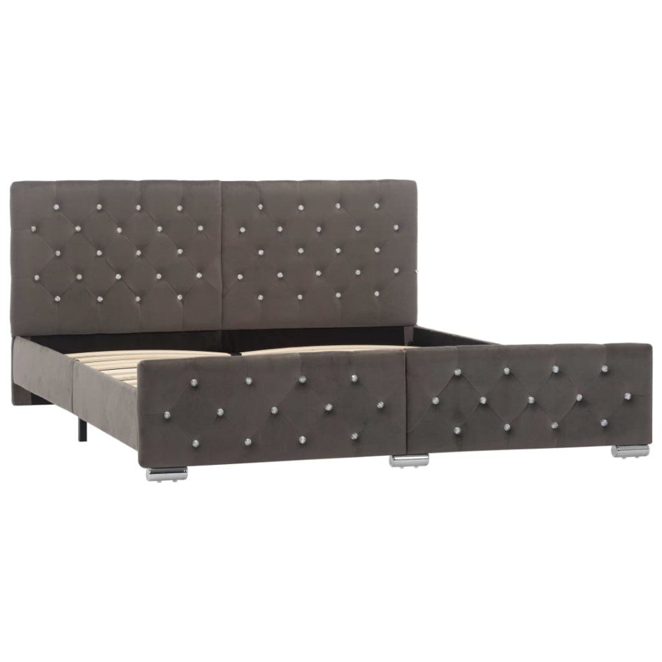 Estructura de cama de terciopelo gris 160x200