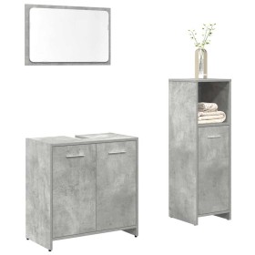 Set muebles de baño 2 piezas madera contrachapada gris