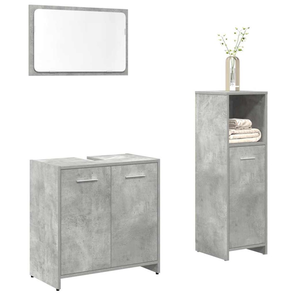 Set muebles de baño 2 piezas madera contrachapada gris