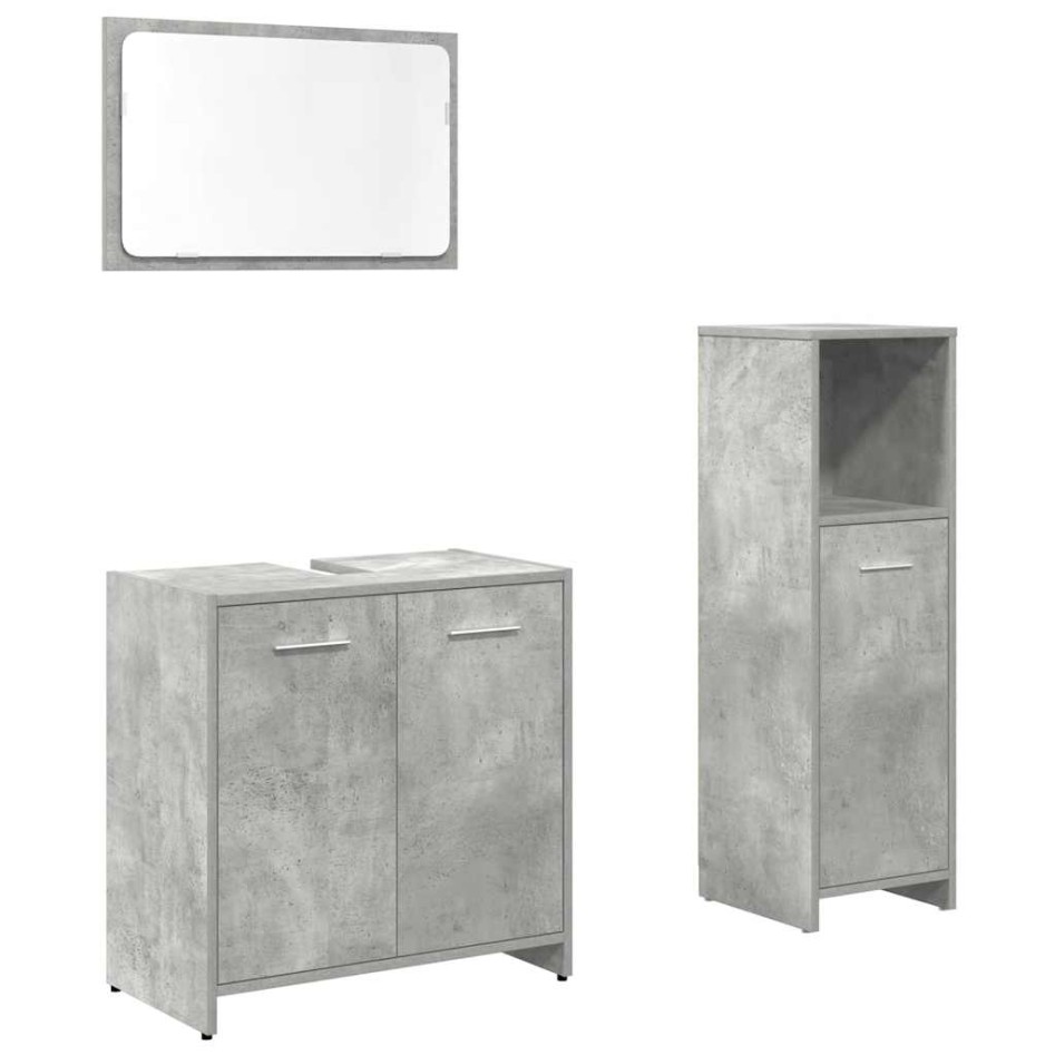 Set muebles de baño 2 piezas madera contrachapada gris