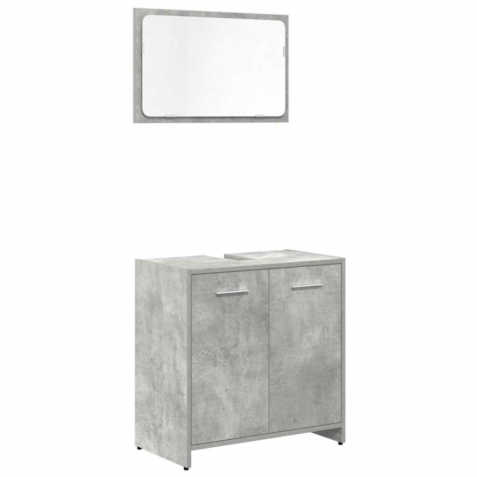 Set muebles de baño 2 piezas madera contrachapada gris
