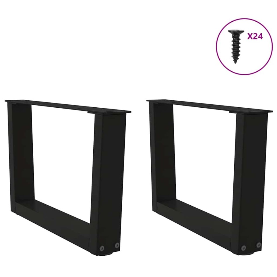 Patas para mesa de comedor forma V 2 uds negro 60x(30-31,3)
