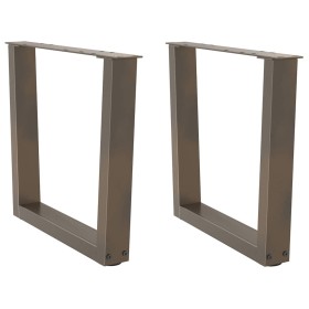 Patas para mesa de comedor forma de V 2 uds acero natural