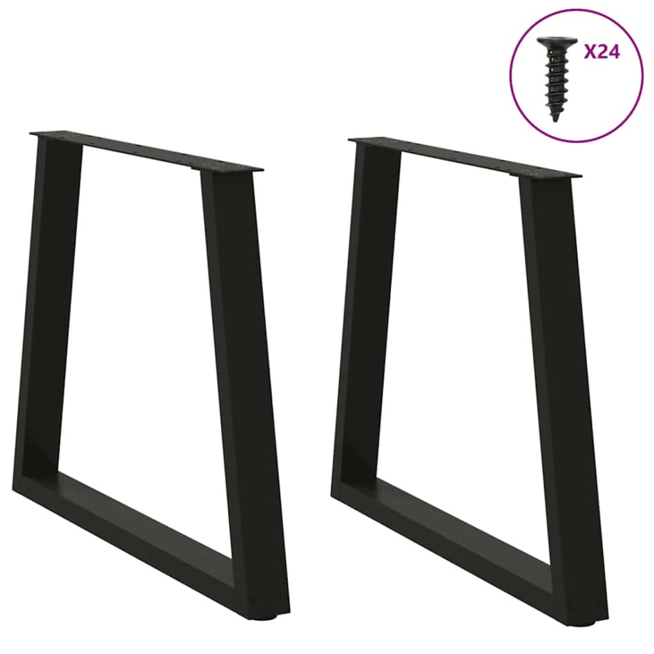 Patas para mesa de comedor forma V 2 uds negro 70x(72-73,3)