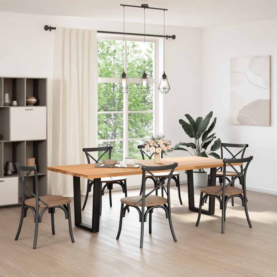 Patas para mesa de comedor forma V 2 uds negro 70x(72-73,3)