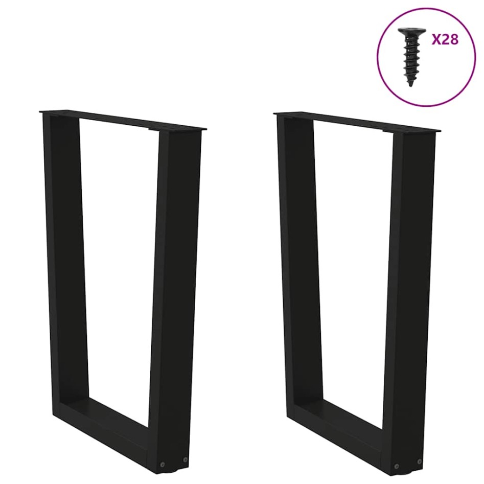 Patas para mesa de comedor forma V 2 uds negro 70x(72-73,3)