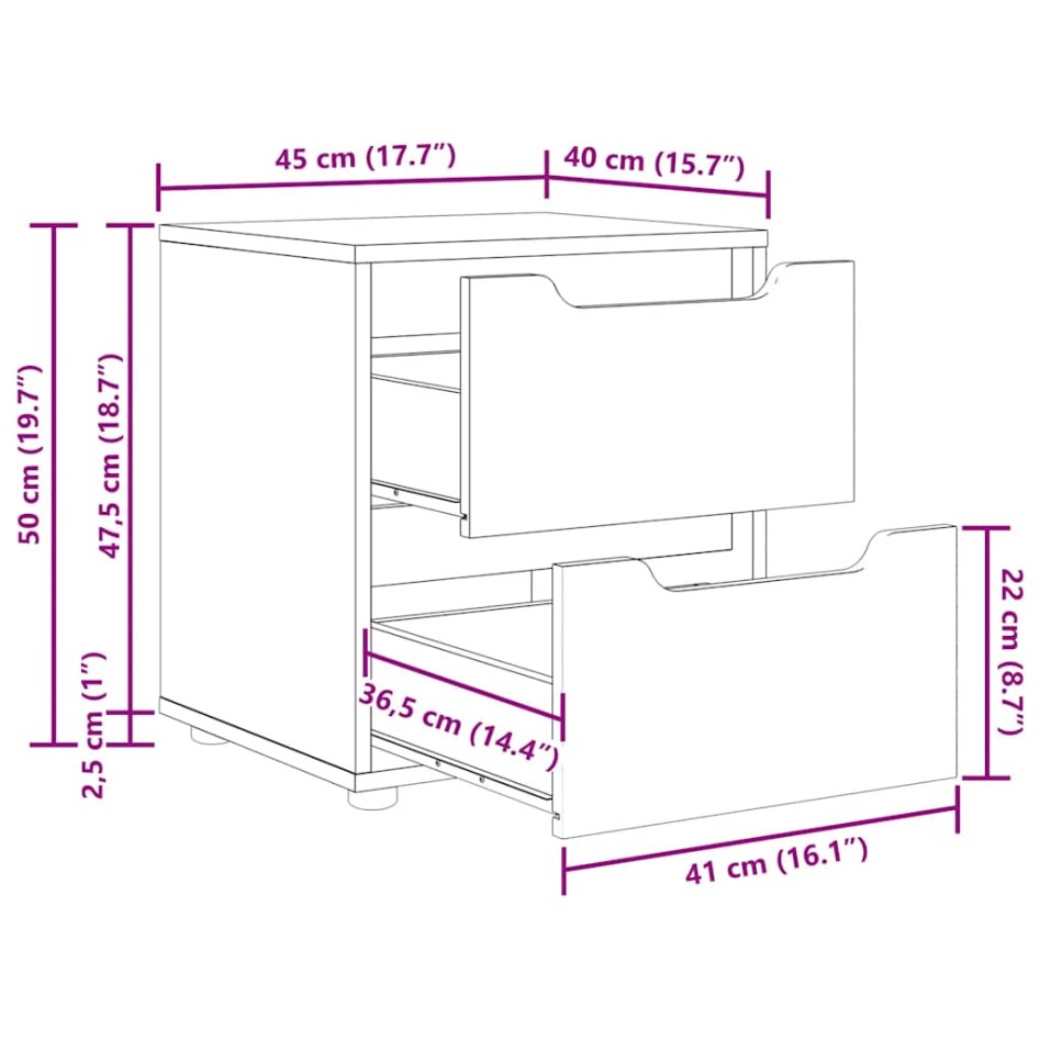 Mesilla de noche VISNES blanca 45x40x50 cm madera de