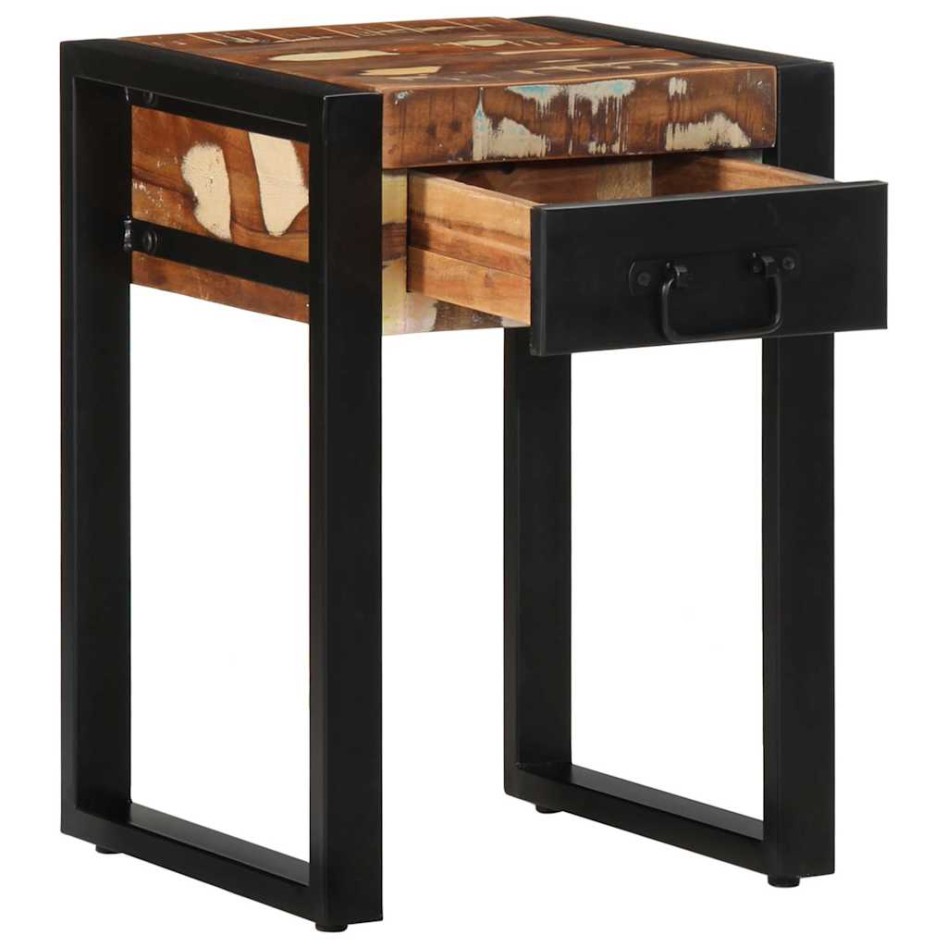 Mesa auxiliar multicolor 35x35x50 cm madera maciza