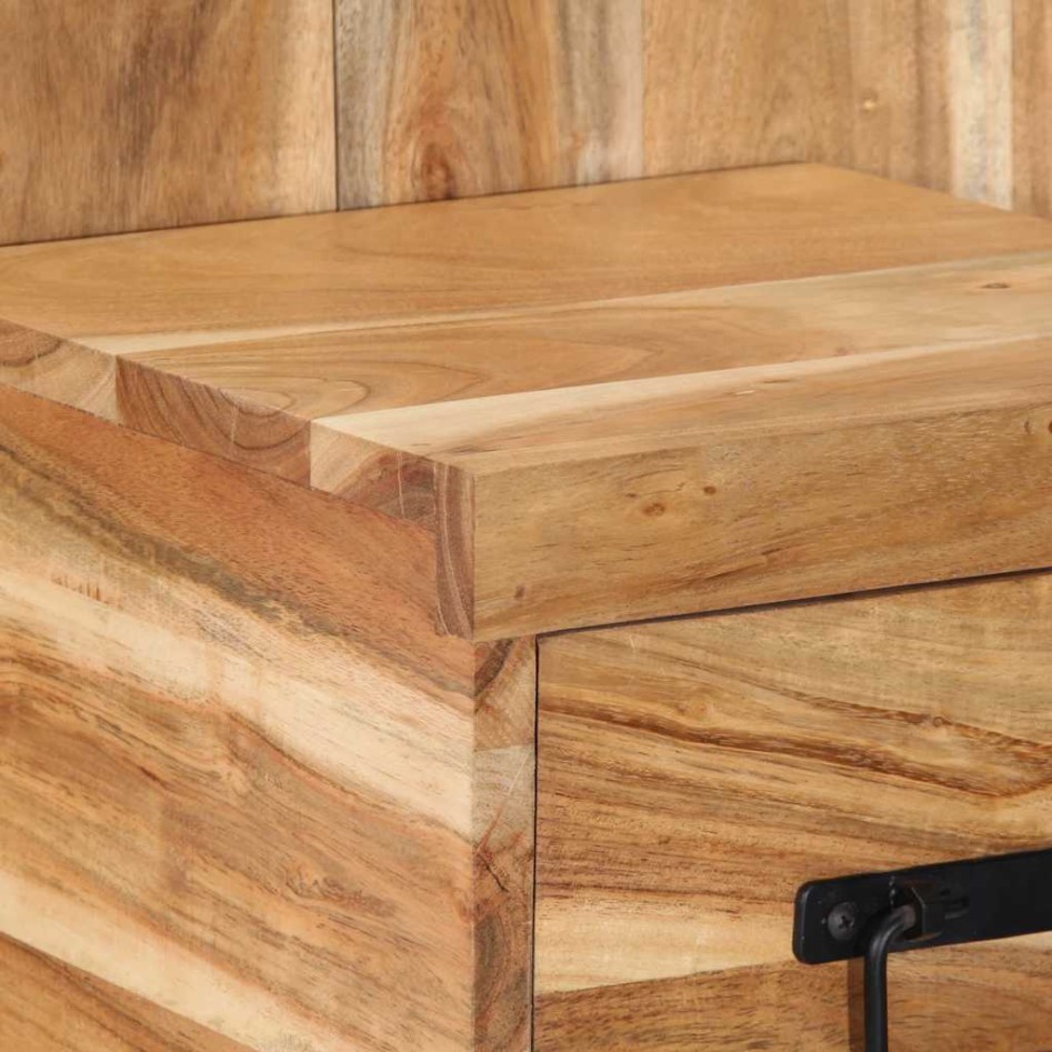 Mesita de noche madera maciza de acacia 60x32x80