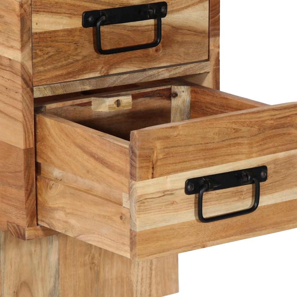 Mesita de noche madera maciza de acacia 60x32x80