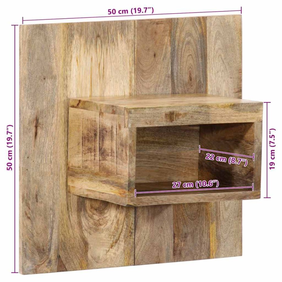 Mesita de noche madera maciza de mango 50x27x50