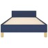 Estructura de cama con cabecero sin colchón tela azul