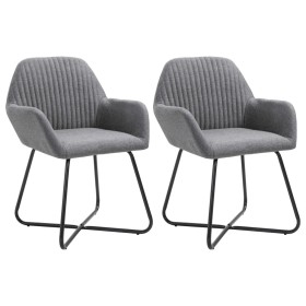 Sillas de comedor 2 unidades tela gris