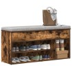Banco zapatero madera de ingeniería roble ahumado 102x30,5x45cm