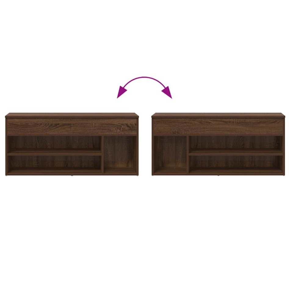 Banco zapatero madera de ingeniería marrón roble 102x30,5x45