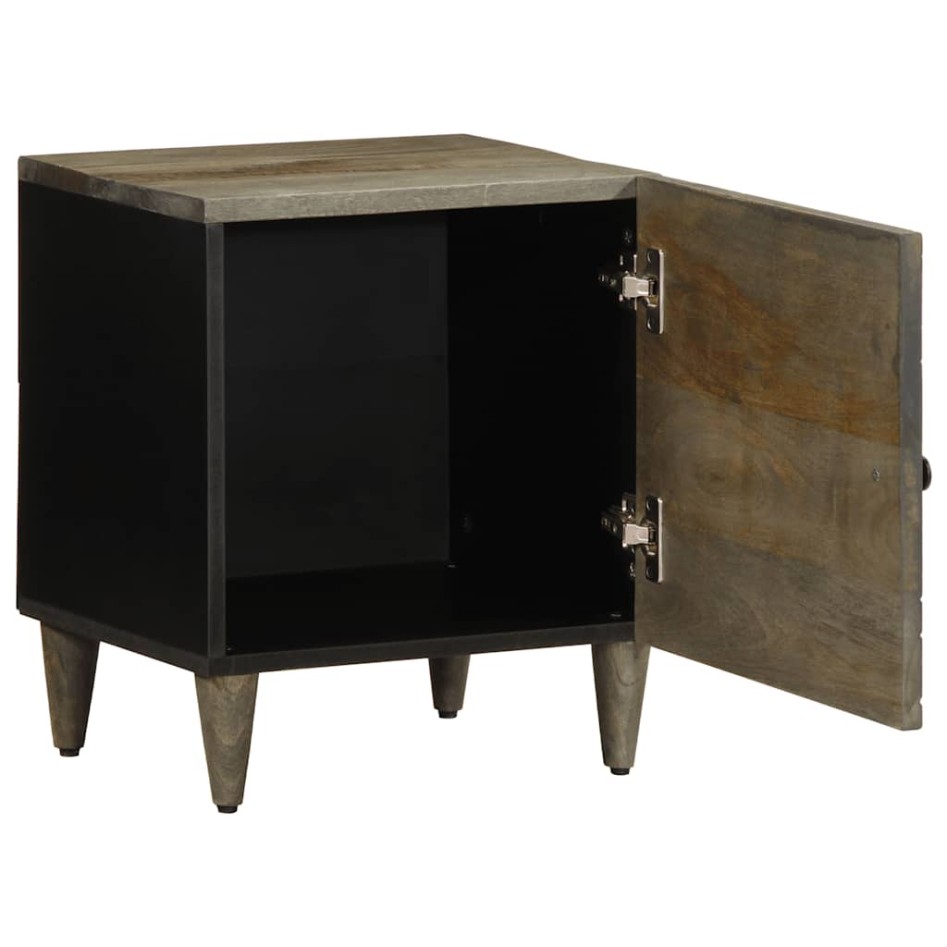 Mesitas noche 2 uds madera maciza mango gris claro 40x33x46