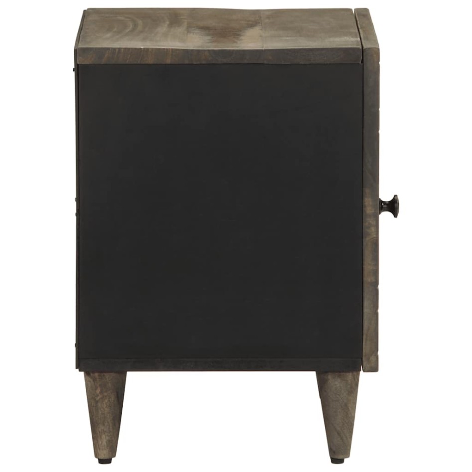 Mesitas noche 2 uds madera maciza mango gris claro 40x33x46