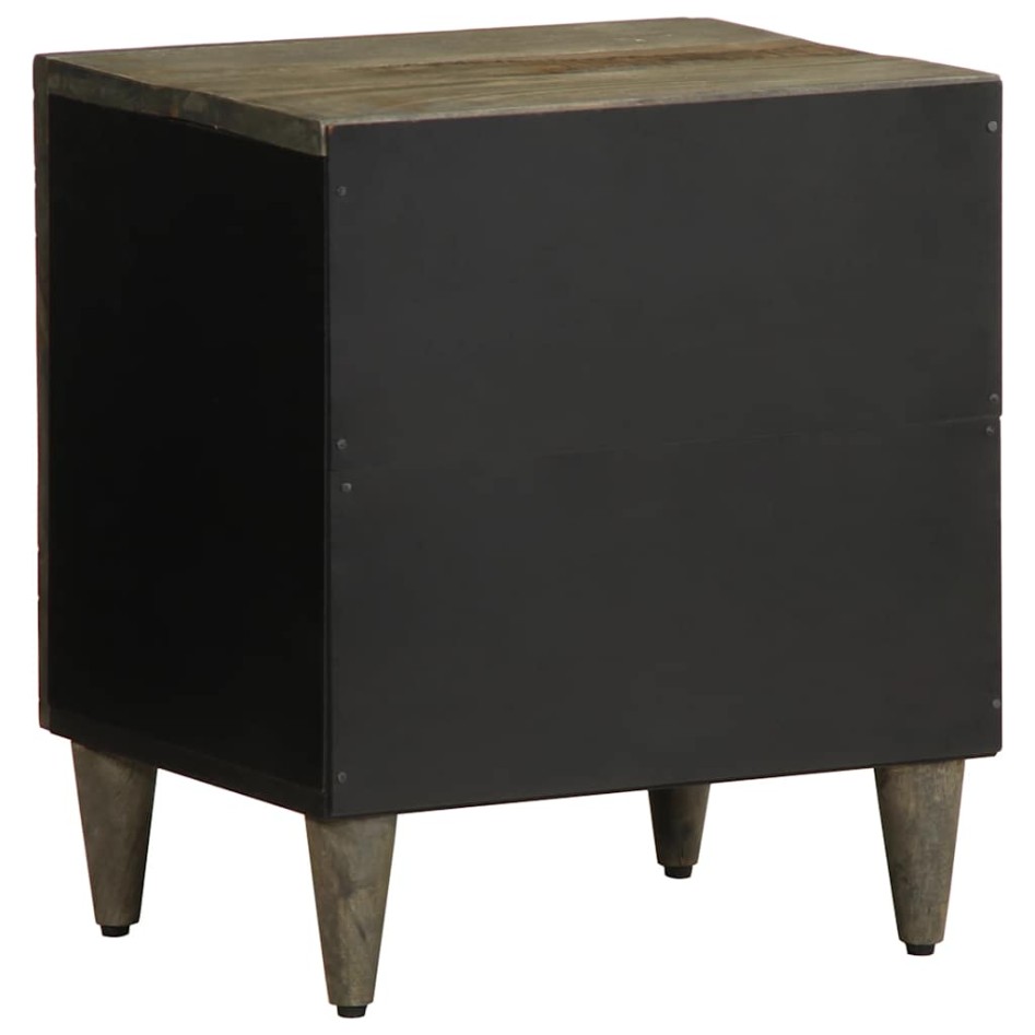 Mesitas noche 2 uds madera maciza mango gris claro 40x33x46