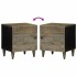 Mesitas noche 2 uds madera maciza mango gris claro 40x33x46