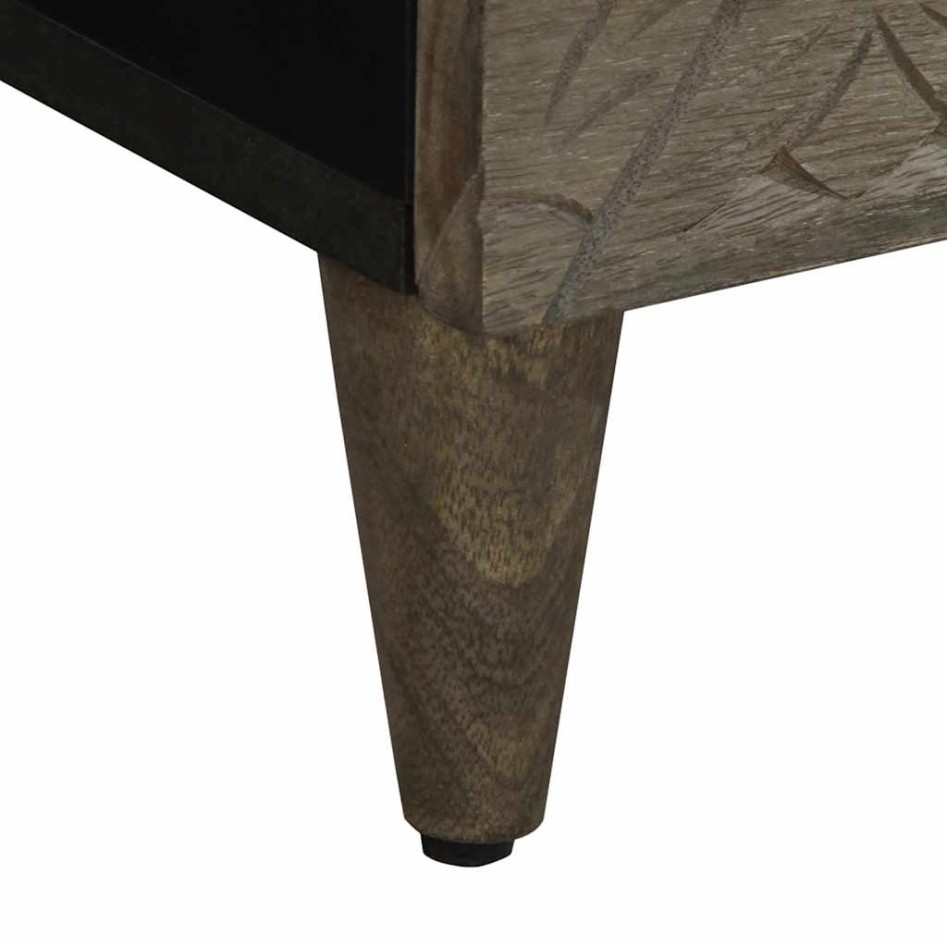 Mesitas noche 2 uds madera maciza mango gris claro 40x33x46