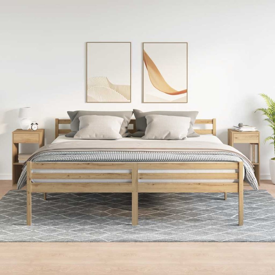 Mesillas de noche con cajón 2 uds roble artesanal 35x34x66,5