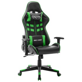 Silla de gaming de cuero sintético negro y