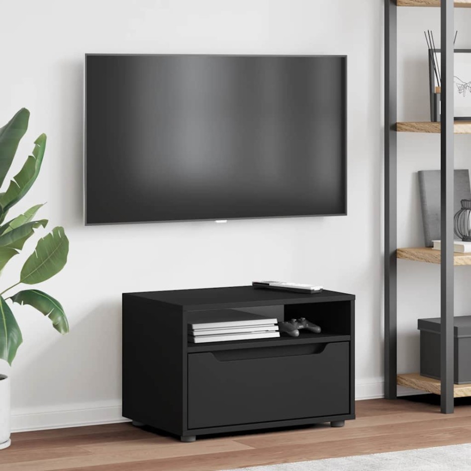 Mueble de TV VISNES negro 60x40x38 cm madera de