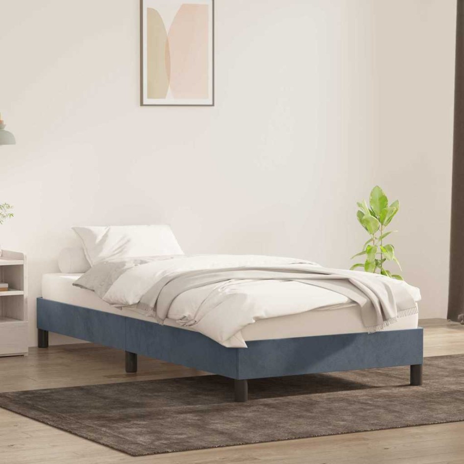 Estructura de cama sin colchón terciopelo gris oscuro 90x220