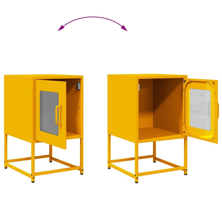 Mesita de noche acero laminado en frío amarillo 36x39x60,5