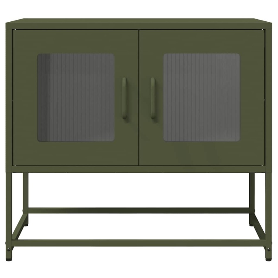 Mueble de TV acero laminado en frío verde oliva 68x39x60,5