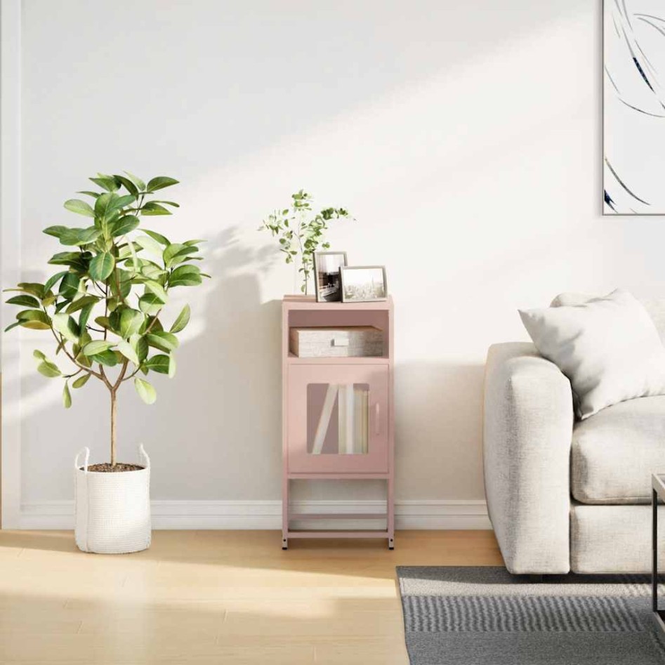 Mesita de noche acero laminado en frío rosa 36x39x78