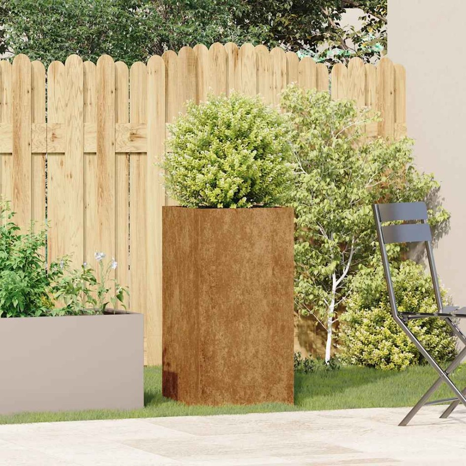 Jardinera oxidada 40x40x80 cm acero