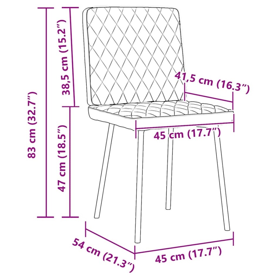 Sillas de comedor 2 unidades terciopelo