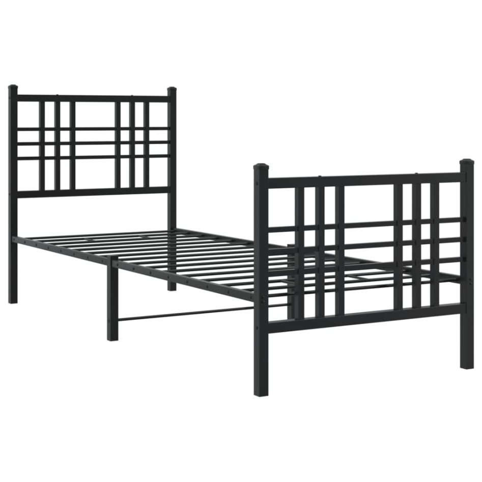 Estructura cama sin colchón con estribo metal negro 75x190