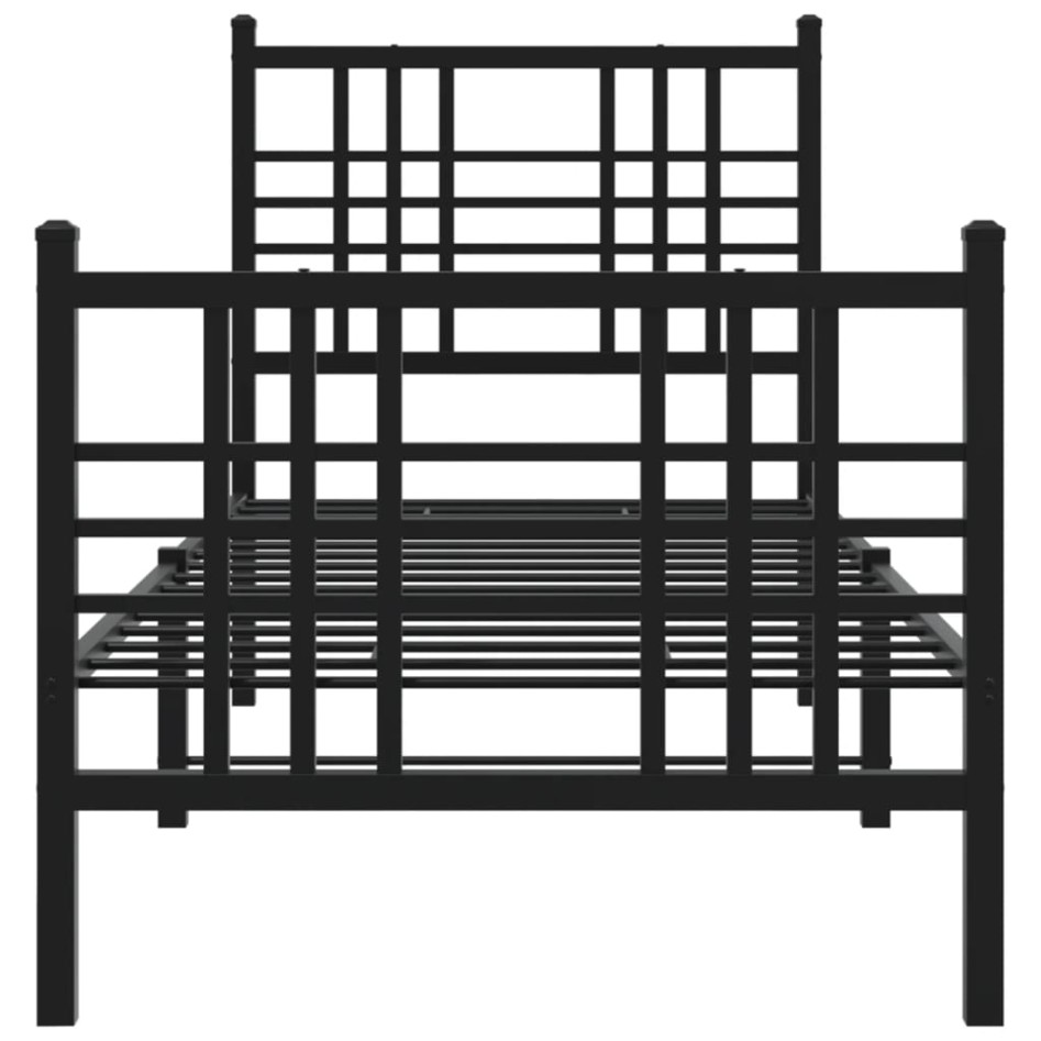Estructura cama sin colchón con estribo metal negro 75x190