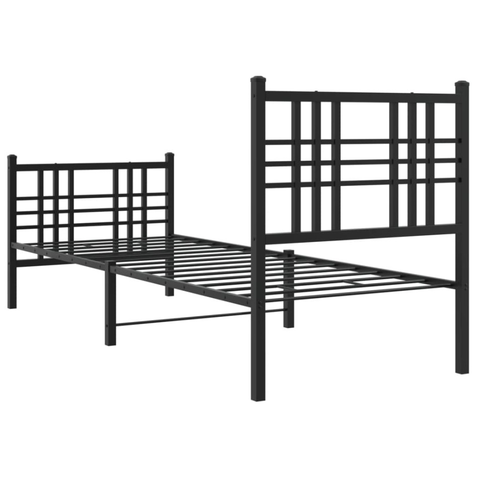Estructura cama sin colchón con estribo metal negro 75x190