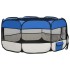 Parque de perros plegable y bolsa transporte azul