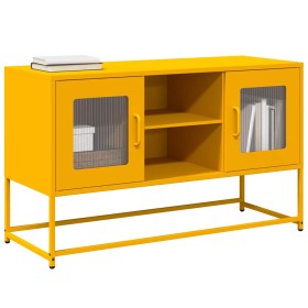 Mueble para TV de acero amarillo mostaza 100,5x39x60,5