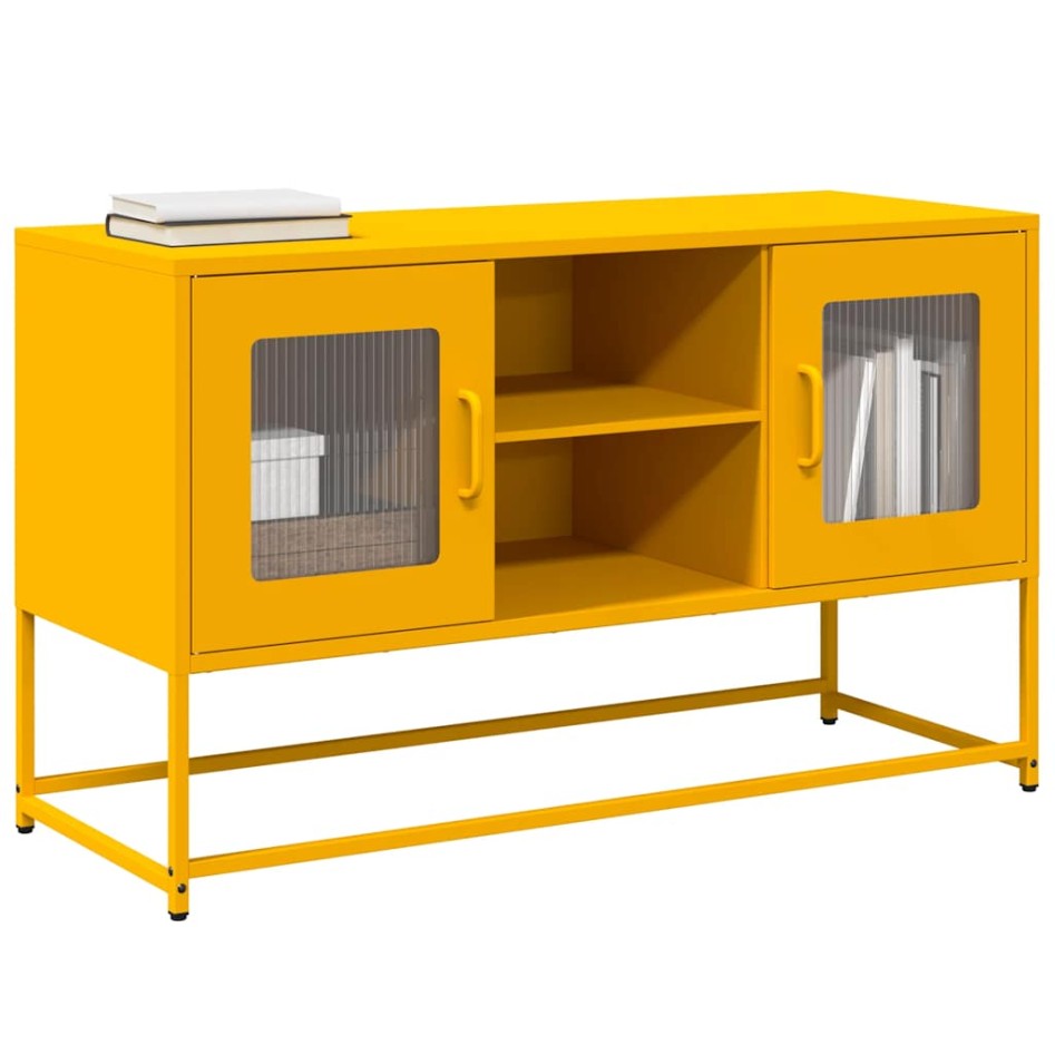 Mueble para TV de acero amarillo mostaza 100,5x39x60,5