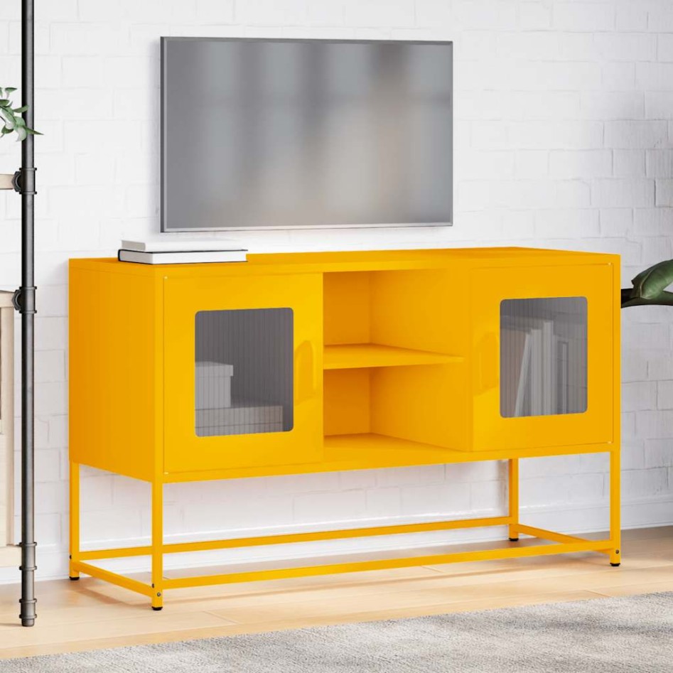 Mueble para TV de acero amarillo mostaza 100,5x39x60,5