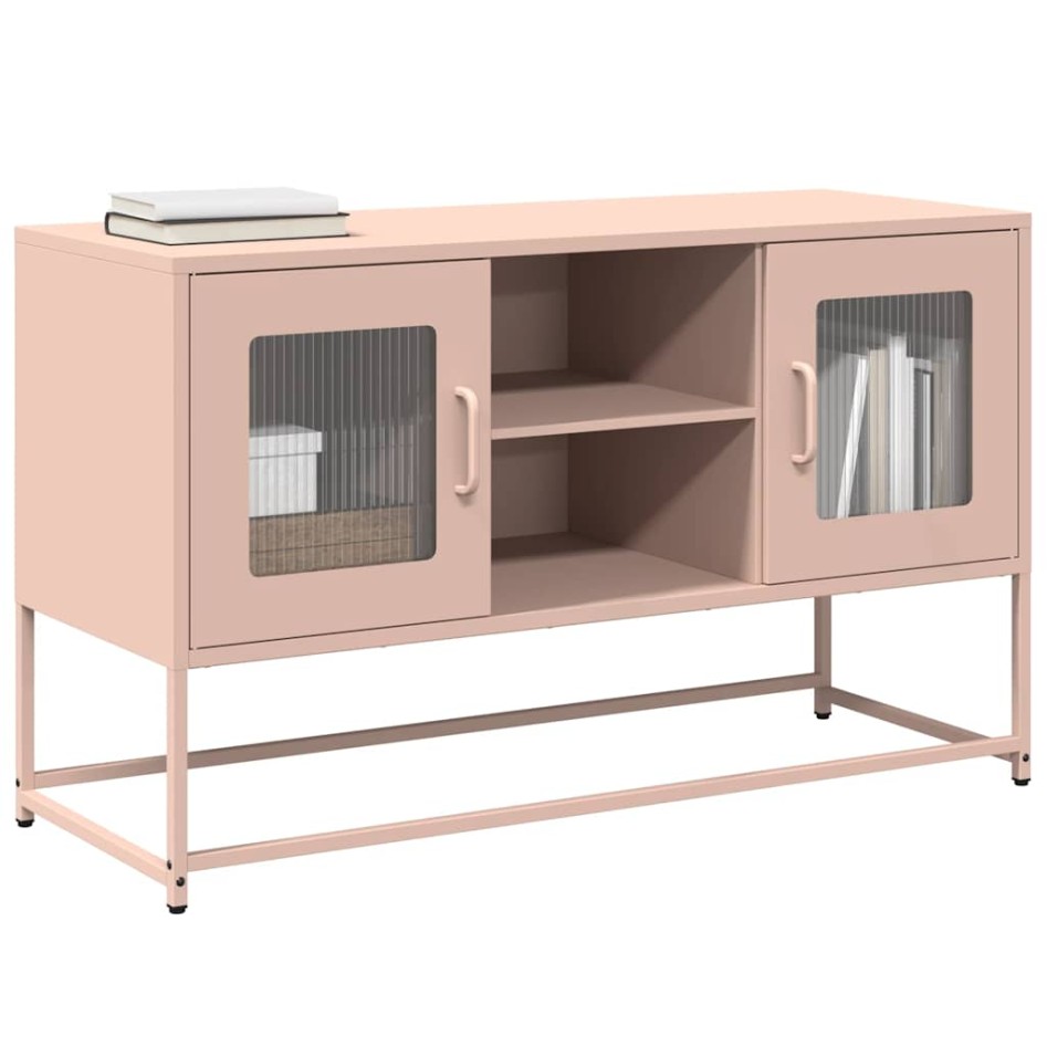 Mueble para TV de acero rosa 100,5x39x60,5