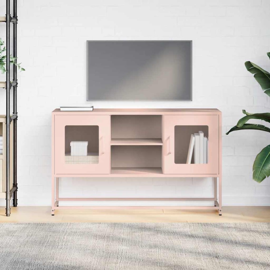 Mueble para TV de acero rosa 100,5x39x60,5